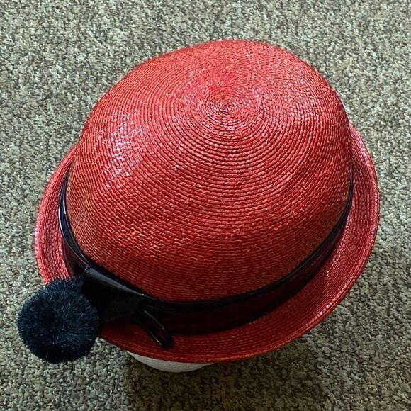 VTG, Adele Claire Made In New York US
Red Straw Hat with Black Band and Pom Pom main image 4